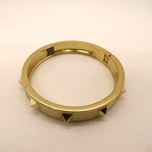 GAP Bracelet Gold Tone Studded Bangle Cream Enamel Hinge Closure - Picture 5 of 9